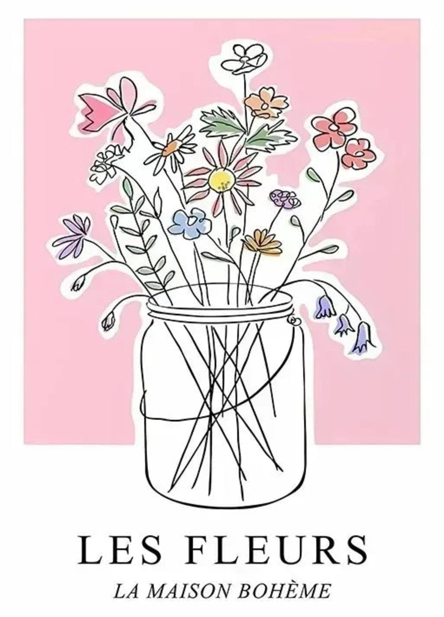 Les Fleurs Poster | Garden Blossoms | Bohemian Home Art Decor