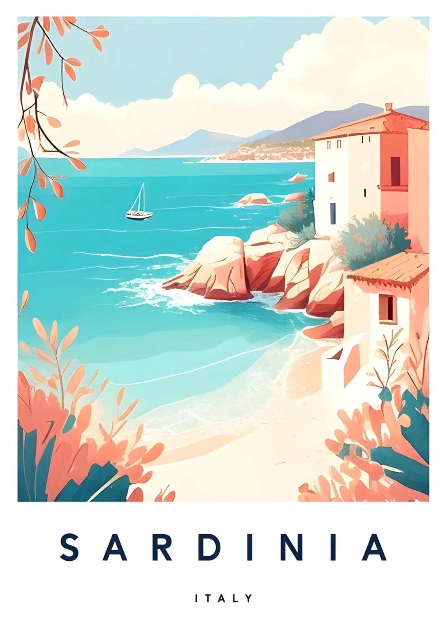 Retro Sardinia Cityscape | Vintage Italy