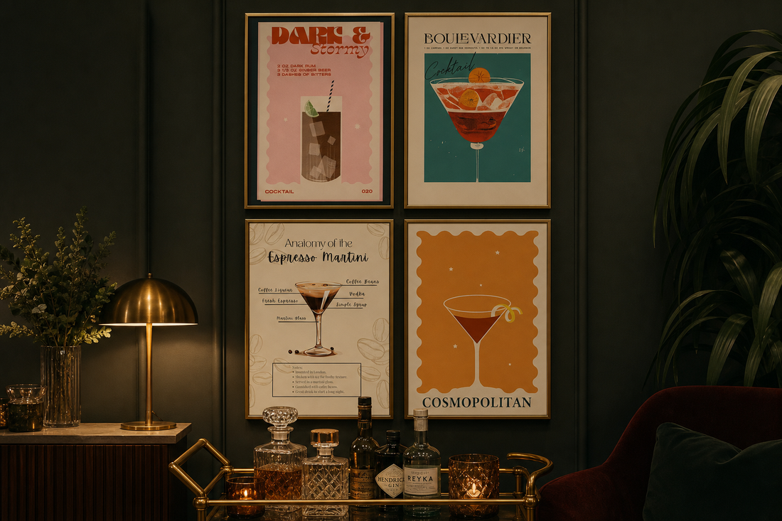 A Noir Luxe Home Bar in 4 Prints | Complete Look + Styling Guide
