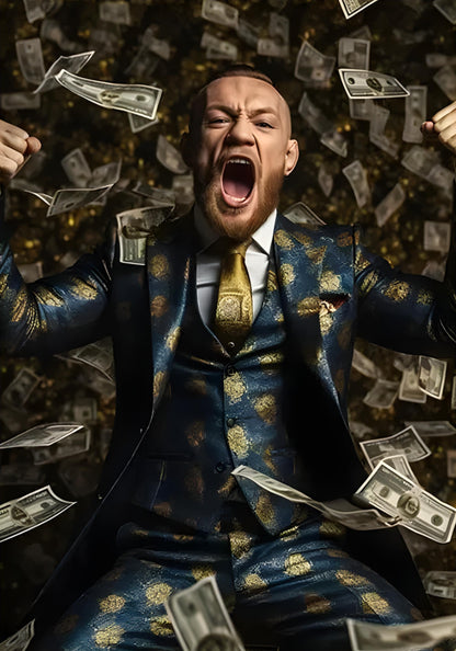 Conor McGregor Poster | Inspirational Boxing Art | Professional Print for Gym Decor | UFC Enthusiast Wall Art | Raining Money Theme