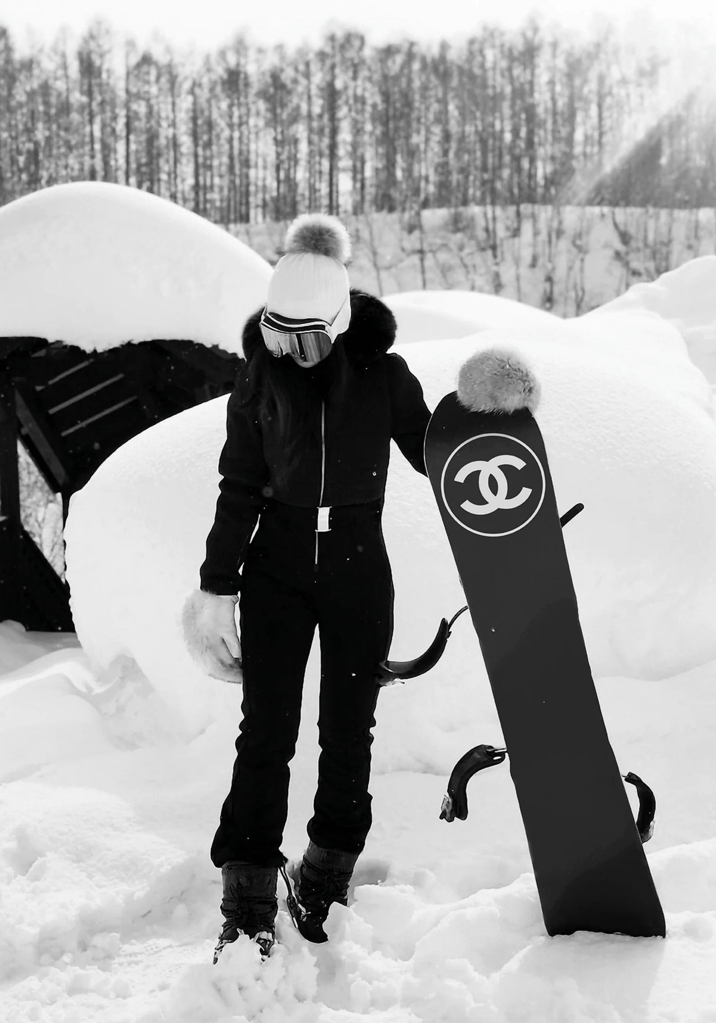 Chanel Snowboard | Fashionable Winter Sports Illustration