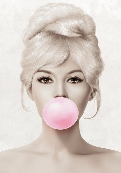 Brigitte Bardot Retro Pop Art | Bubblegum Pink