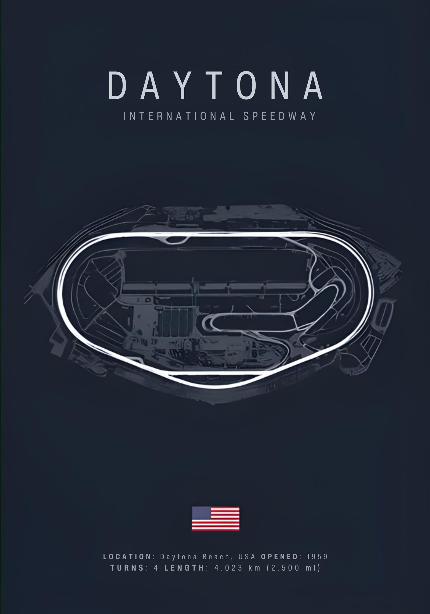 Daytona F1 Track Layout | Formula 1 Circuit Poster | Motorsport Wall Art for Home Decor | Racing Enthusiast Gift
