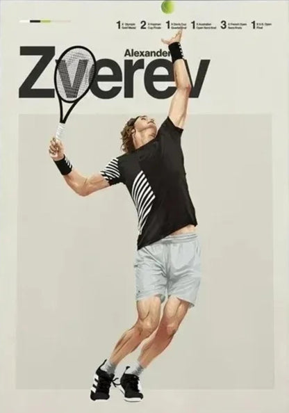 Alexander Zverev Tennis Poster | Aesthetic Modern Art | Legends of Tennis Decor