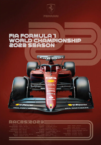 Ferrari | Charles Leclerc | Carlos Sainz | Classic 2023 F1 Team Championship Poster