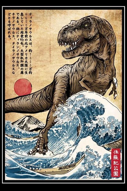 Tyrannosaurus Rex | Ukiyo-e Style | Vintage Japanese Design