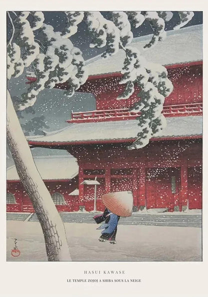 Hasui Kawase | Zojoji Temple in Snow | Ukiyo-e Vintage