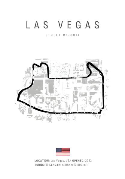 Las Vegas Formula 1 Circuit Poster | F1 Track Layout | Racing Art Print | Home Decor | Wall Art