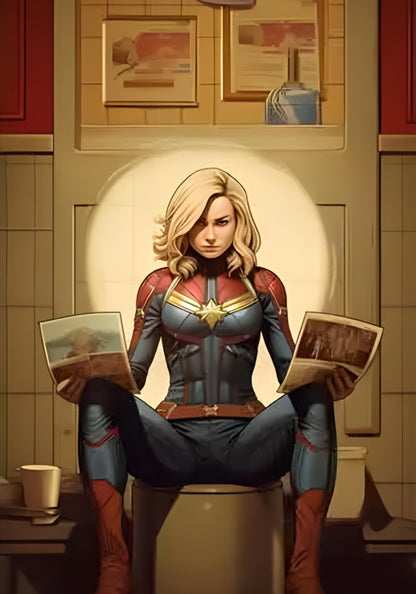 Marvel Superhero Poster | Spiderman Comic Canvas | Funny Toilet Newspaper Art | Cartoon Bathroom Decor | Pop Wall Artwork