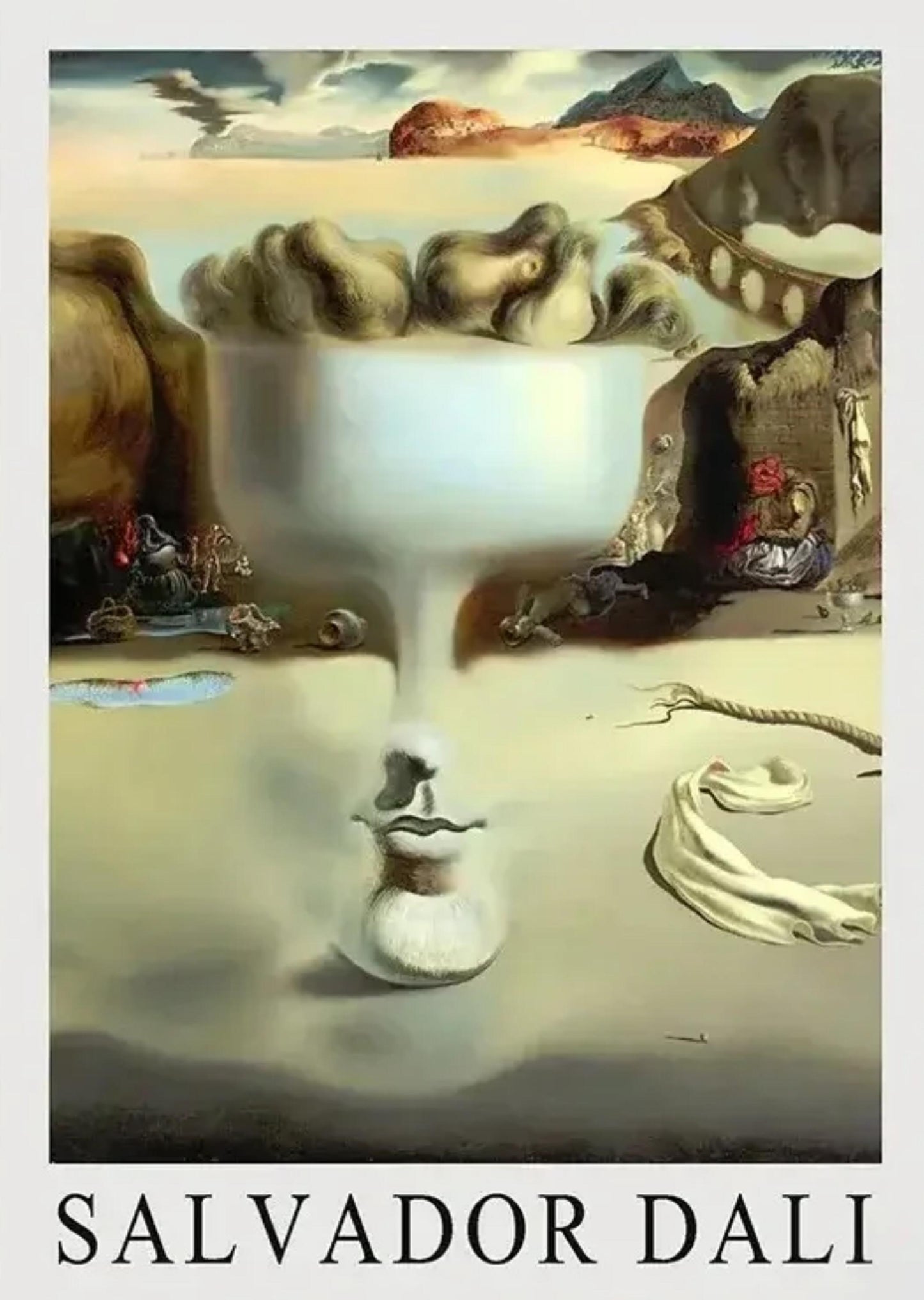 Salvador Dali | Surrealism | Face and Fruit Dish on Beach