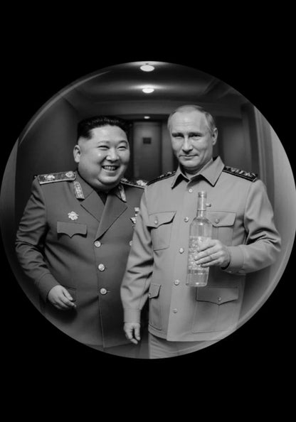 North Korean Leader & Russian President | Vintage Black and White