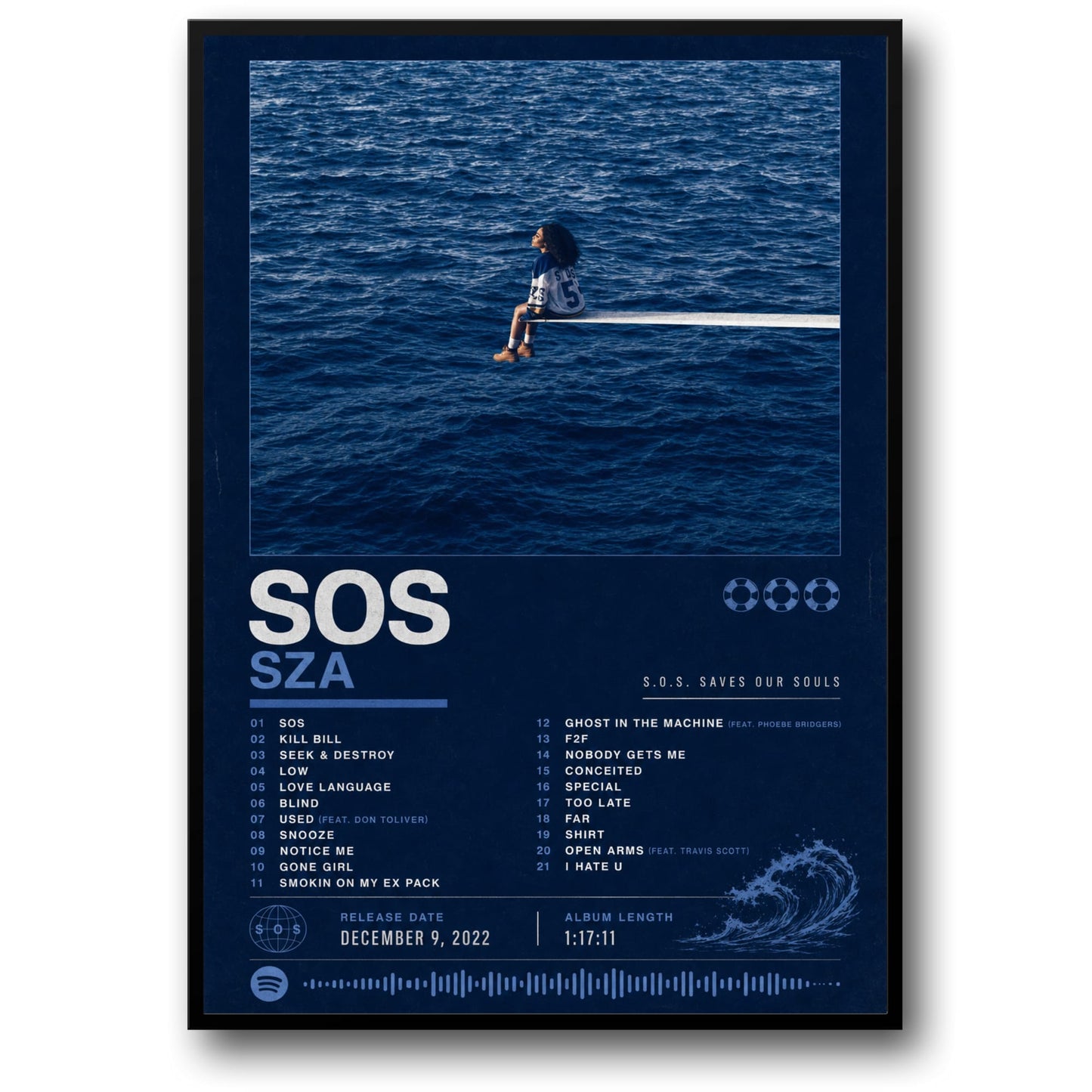 SZA SOS Album Cover Art Poster | Ocean Theme Decor | Unique Music Art Print | Wall Art for Music Lovers | Aesthetic Home Decor Poster