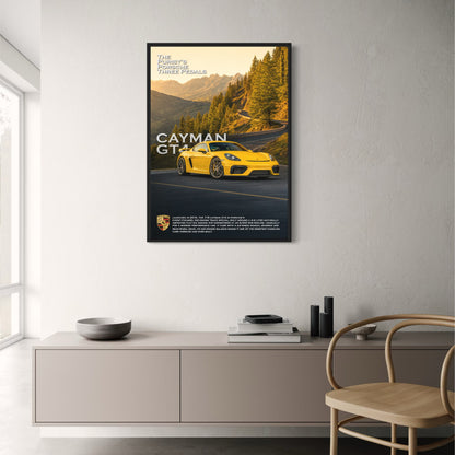 Porsche Cayman GT4 | Ultimate Driving Machine Poster | High-Quality Print | Iconic Sports Car Artwork | Luxury Vehicle Wall Art