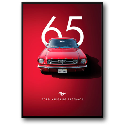 1965 Ford Mustang Fastback | Classic Retro Car | Bold Red