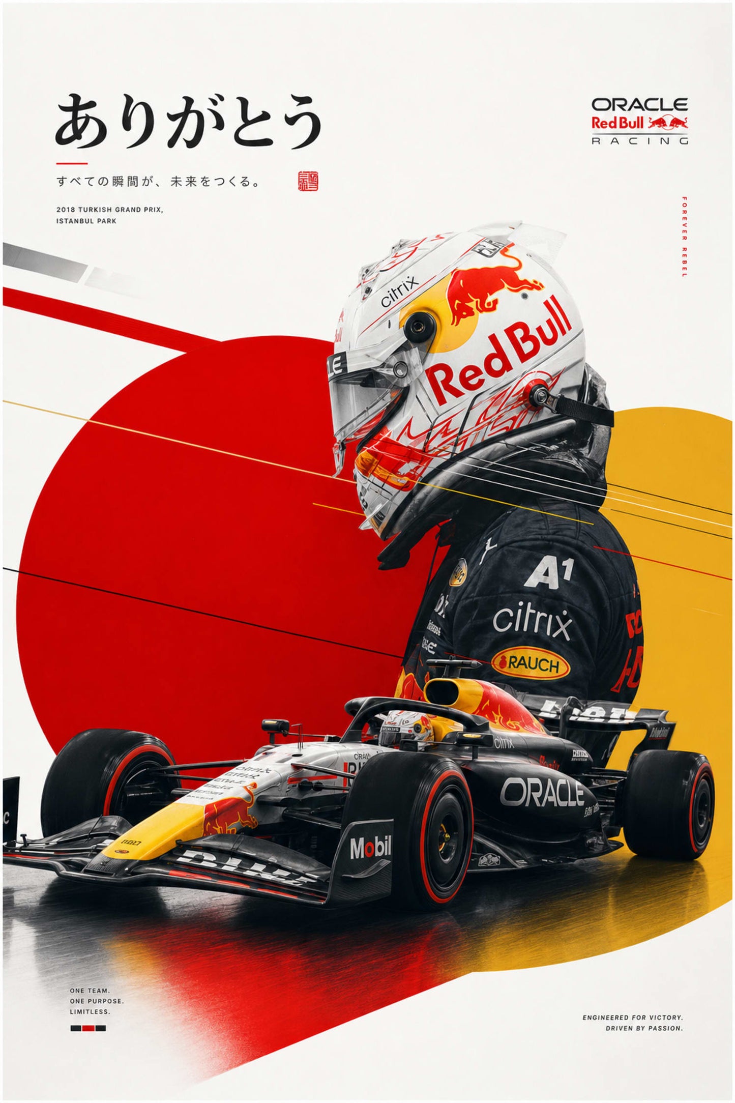 Red Bull Racing Poster | Oracle Formula 1 Tribute Art | Turkish Grand Prix 2018 | Red Bull F1 Collectible Print Decor