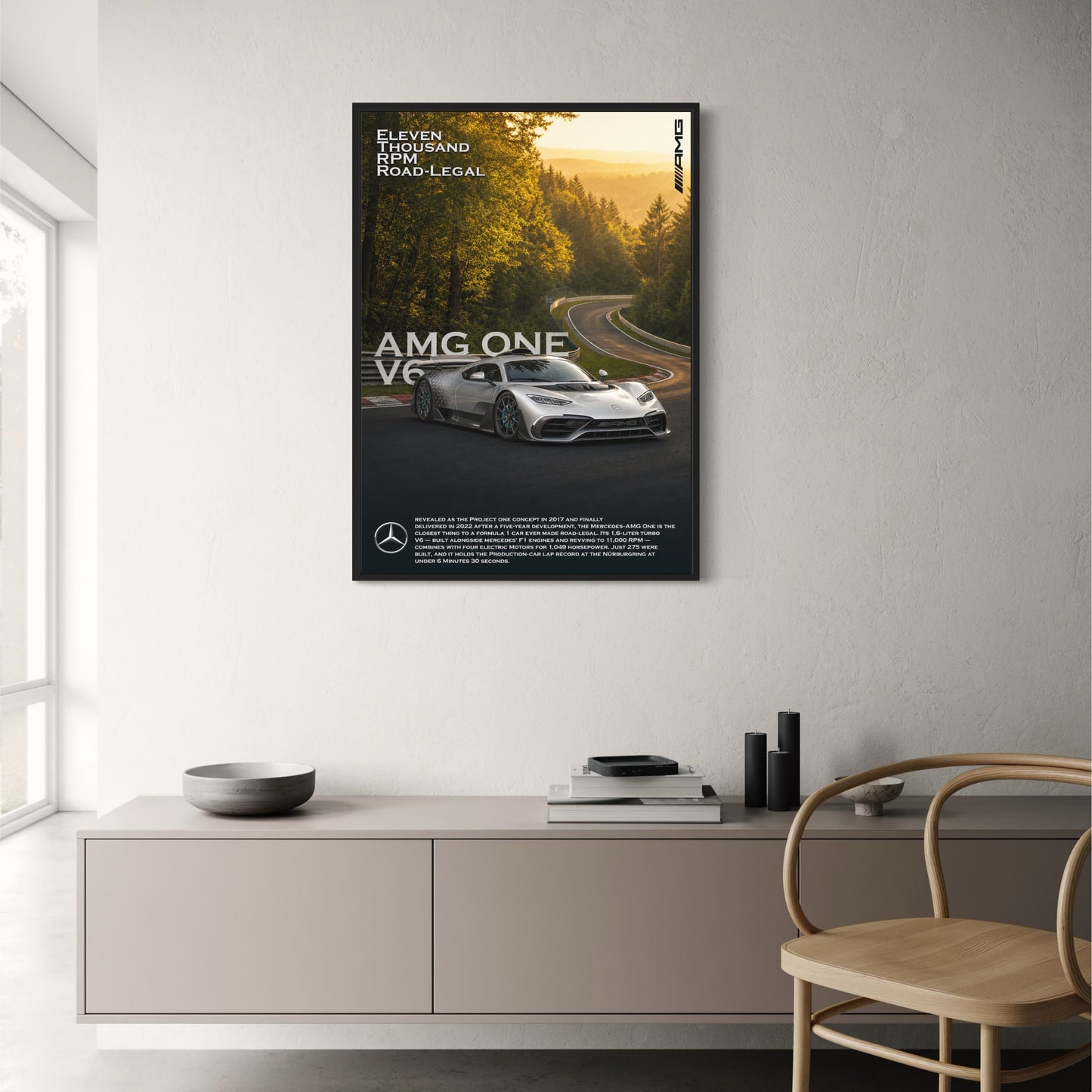 AMG One V6 | Eleven Thousand RPM Road-Legal | High Performance Car Poster | Iconic Supercar Print for Automotive Enthusiasts