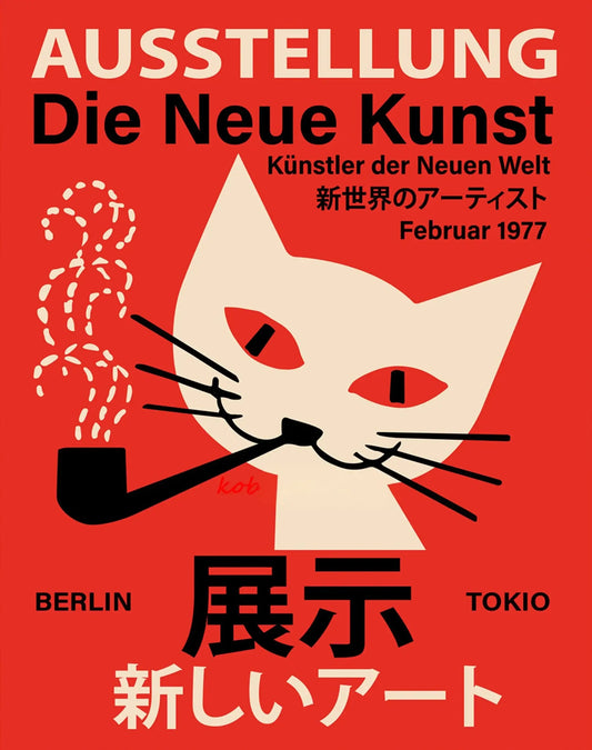 Neue Kunst Cat Poster | Modern Japanese Art Inspiration | Traditional Aesthetic | Home Wall Decor