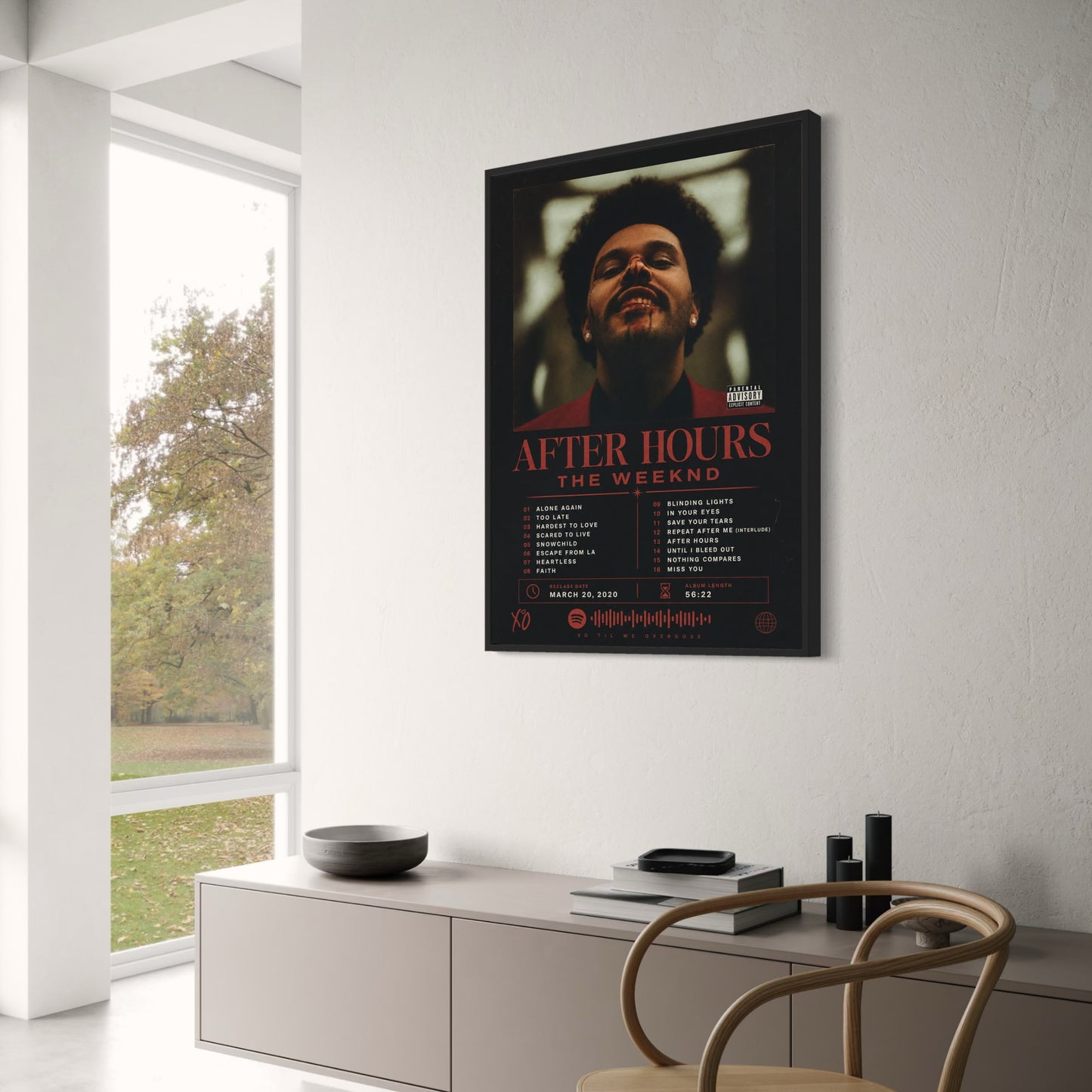 After Hours Music Poster | Iconic Album Art Print | Trendy Wall Decor | Perfect for Music Fans | Song List Included | Premium Quality Print | Ideal Gift for Collectors and Enthusiasts | Stylish Poster