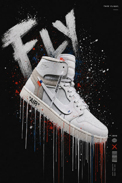 High Top Sneaker Art | Streetwear Graffiti Vibes | FLY Urban Style Print Poster for Wall Decor