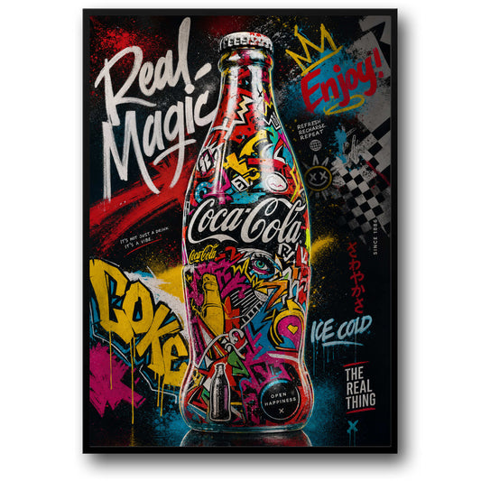 Coca Cola Art Deco Style | Pop Art Colorful Retro Design | Wall Decor Poster Print | Real Magic Theme | Vintage Vibe
