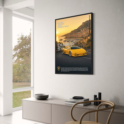 Lamborghini Diablo SV | Iconic Supercar Poster | Classic Exotic Car Print | Luxury Sports Car Wall Art | Rear Wheel Drive Enthusiast Decor