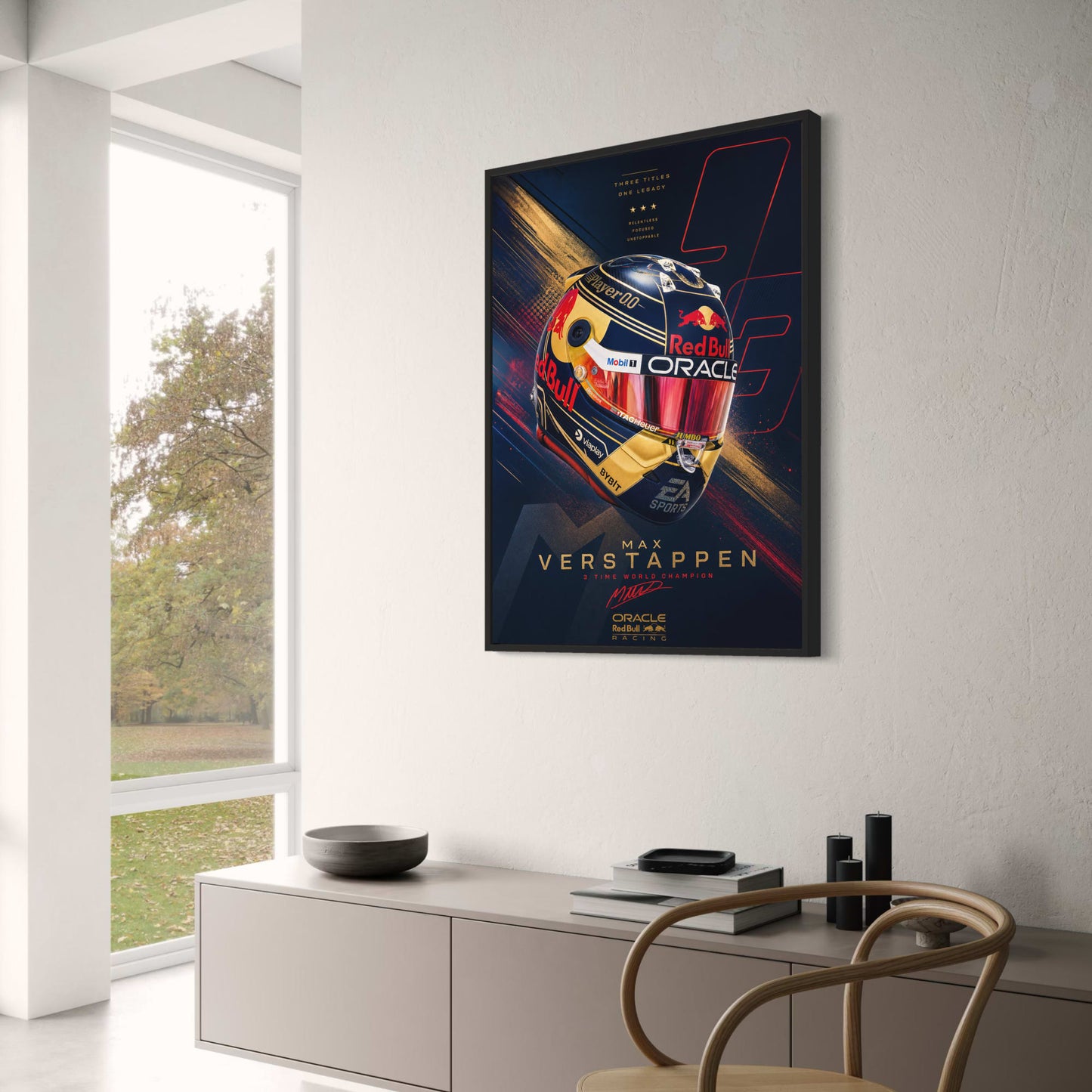 Max Verstappen Racing Helmet | Championship Tribute | Oracle Red Bull Athlete Art | Motivational Tribute Print | F1 Poster
