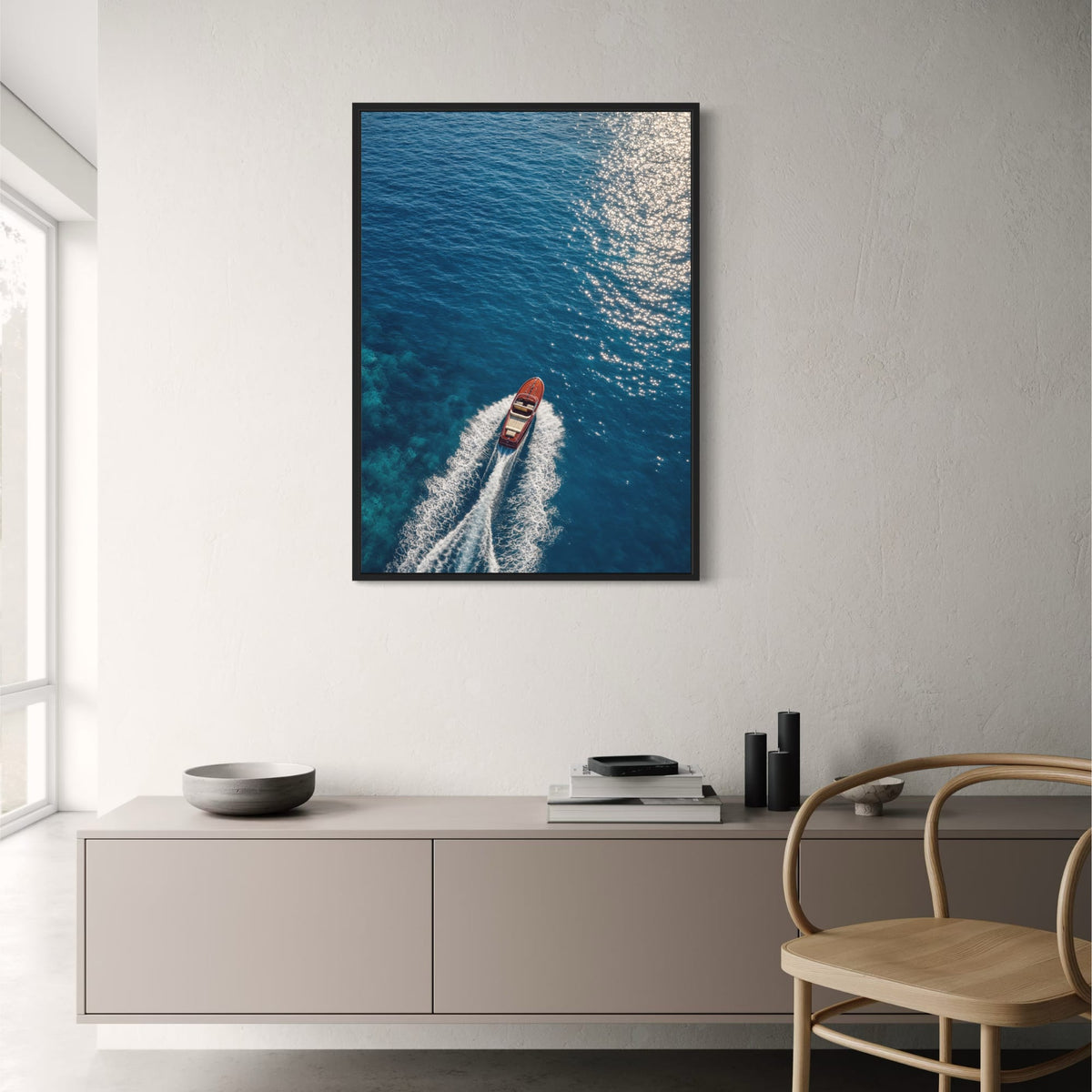 SPEEDBOAT ON BLUE OCEAN