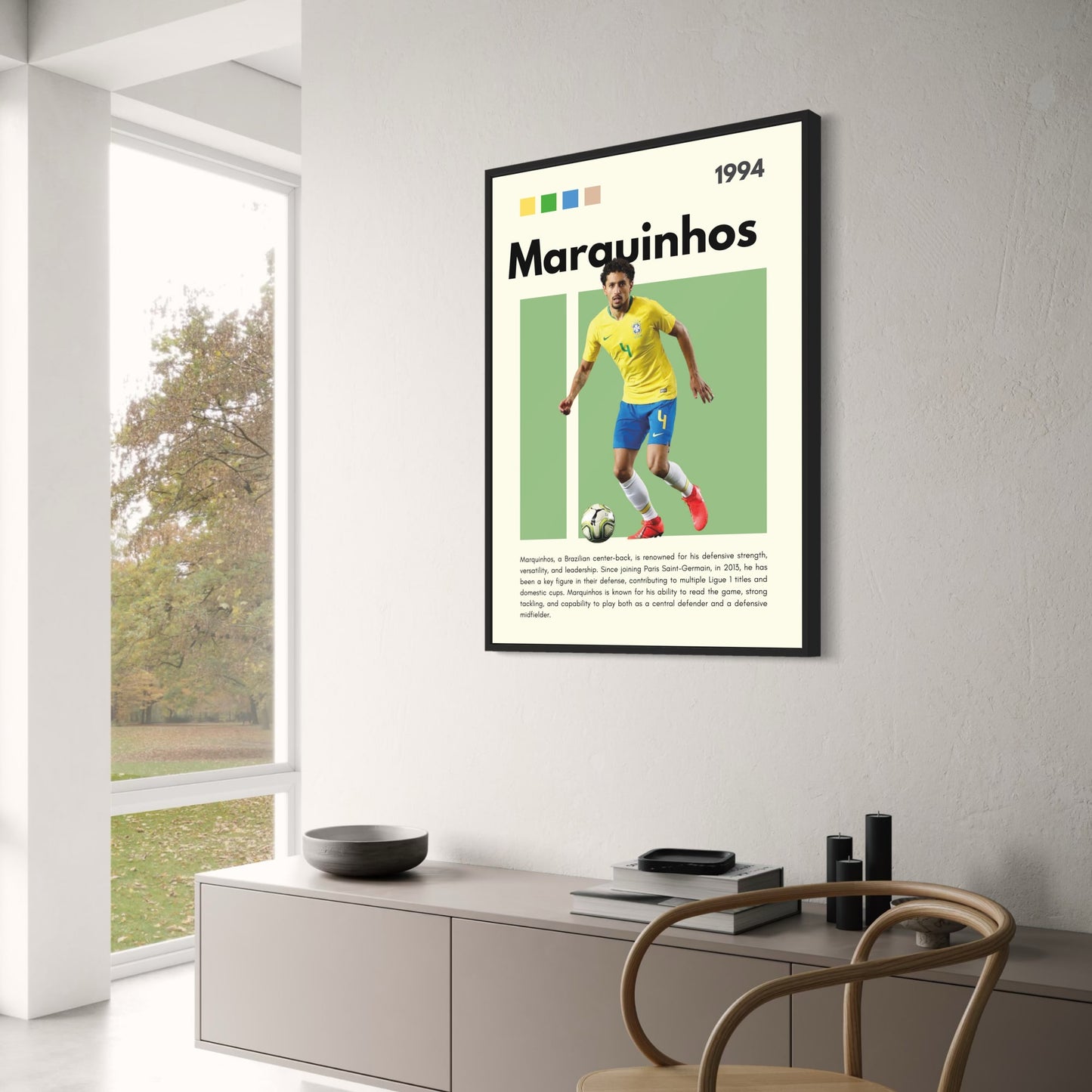 Marquinhos | Brazil National Team | Iconic No. 4 | Yellow Blue Kit