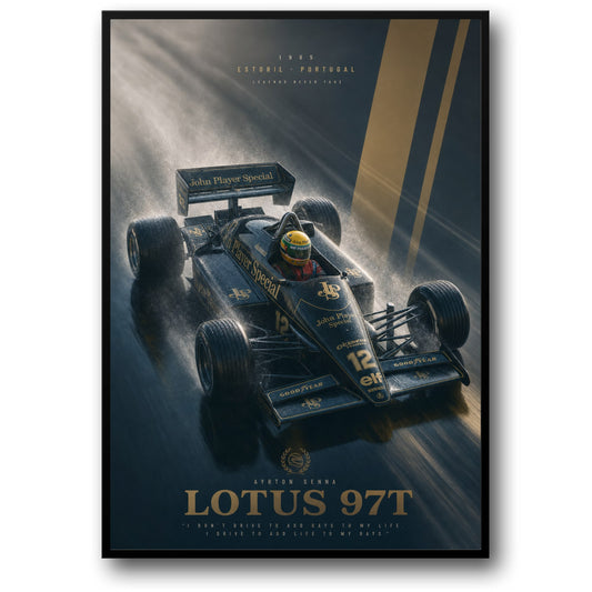 Ayrton Senna Lotus 97T 1985 Estoril Portugal Legend Race Car Poster | Iconic F1 Racing Print | Motorsport Wall Art
