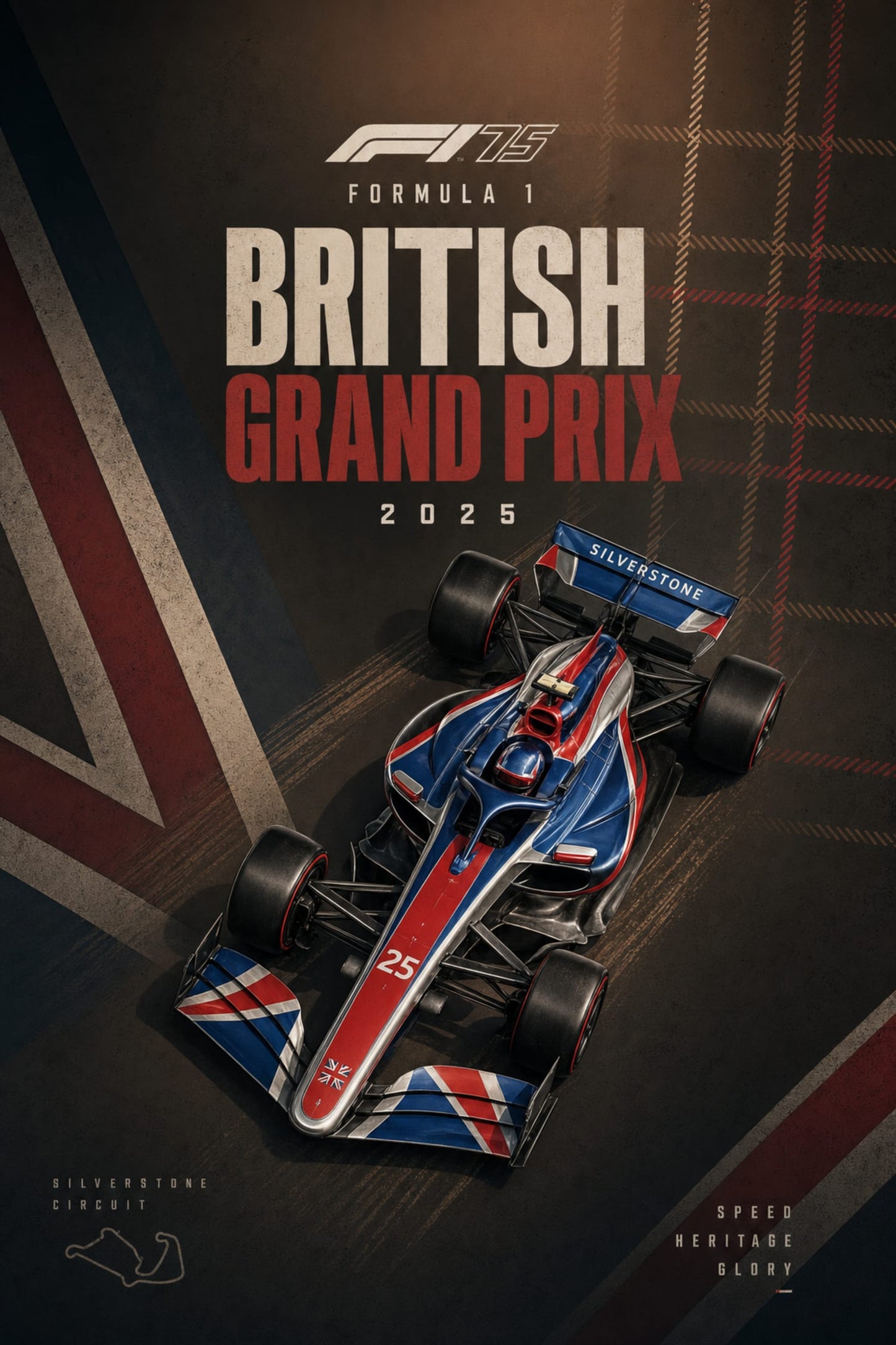 Formula 1 | British Grand Prix 2025 | Silverstone Circuit | F1 Car Racing Art | Motorsport Poster Print Decor