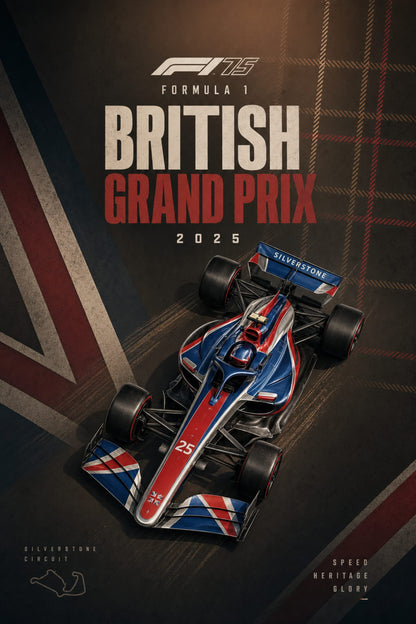 Formula 1 | British Grand Prix 2025 | Silverstone Circuit | F1 Car Racing Art | Motorsport Poster Print Decor