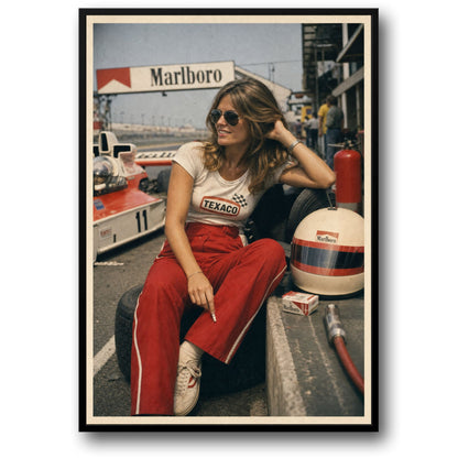 Vintage Racing Enthusiast Style | Retro Motorsport Scene | Classic Trackside Look | Wall Art Print Poster