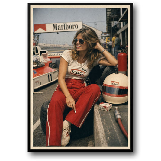 Vintage Racing Enthusiast Style | Retro Motorsport Scene | Classic Trackside Look | Wall Art Print Poster