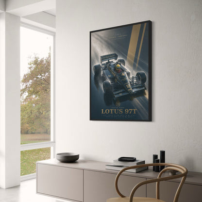 Ayrton Senna Lotus 97T 1985 Estoril Portugal Legend Race Car Poster | Iconic F1 Racing Print | Motorsport Wall Art