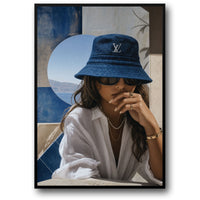WOMAN IN BLUE HAT