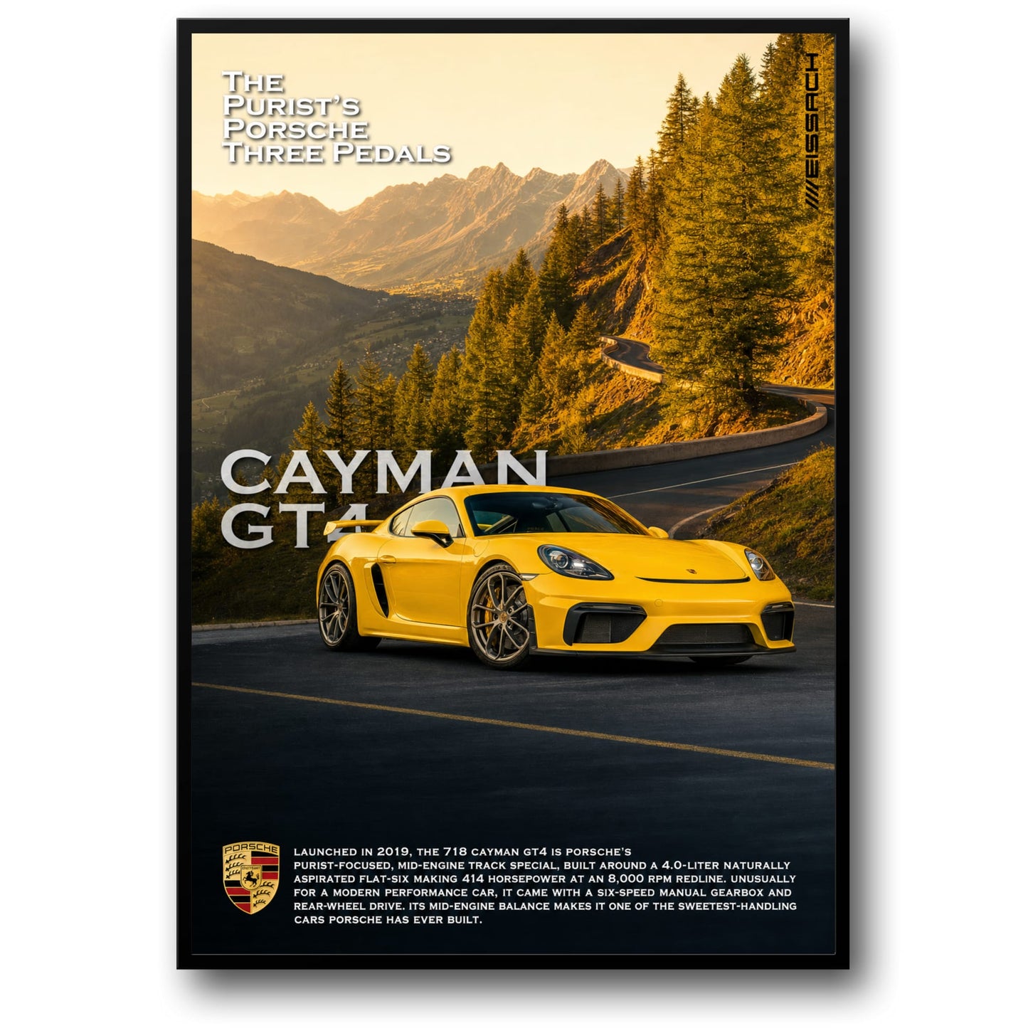 Porsche Cayman GT4 | Ultimate Driving Machine Poster | High-Quality Print | Iconic Sports Car Artwork | Luxury Vehicle Wall Art