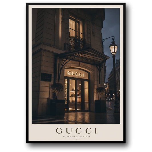 Elegant Luxury Boutique Entrance | Evening Ambiance Street Photography Print | Chic Fashion Storefront Poster