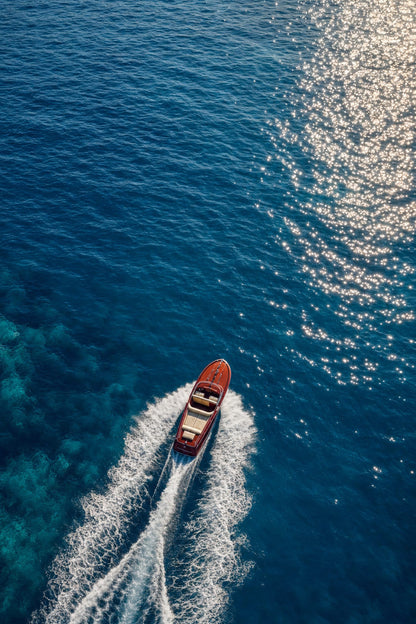SPEEDBOAT ON BLUE OCEAN
