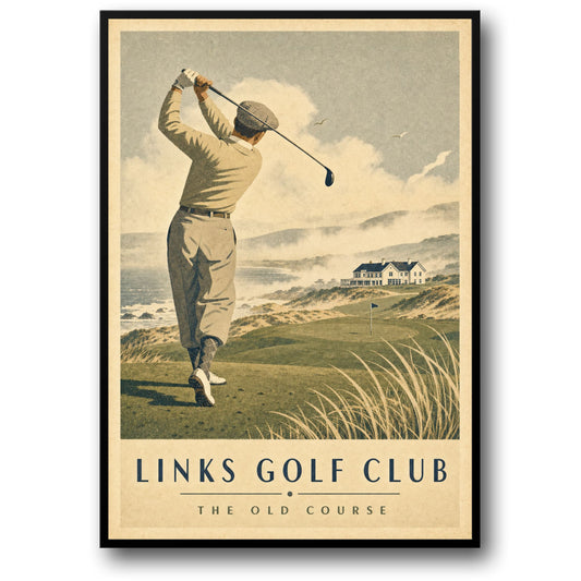 VINTAGE GOLFER LANDSCAPE