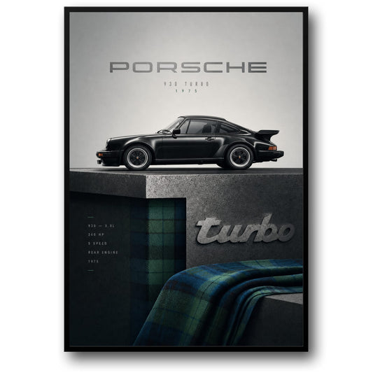 Porsche 930 Turbo 1975 Poster | Vintage Sports Car Wall Art | Classic Automotive Print for Enthusiasts and Collectors