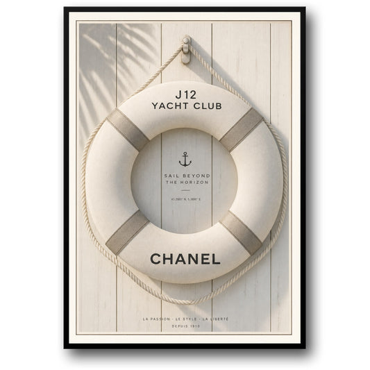 J12 Yacht Club Nautical Theme | Sail Beyond The Horizon | Stylish Wall Art Print | Elegant Design Poster | Maritime Decor
