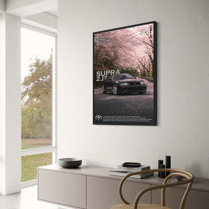 Toyota Supra MK4 2JZ | Japanese Iconic Car Art | Cherry Blossom Scene | Turbocharged Engine Legend | Performance Car Poster Print
