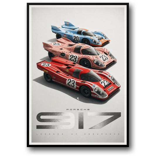 Porsche 917 Endurance Racing Cars | Vintage Motorsport Art | High Quality Wall Print | Classic Race Car Poster for Collectors