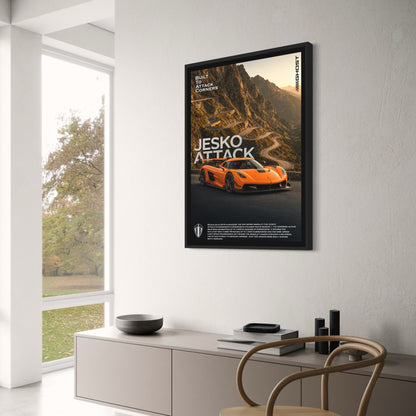 Koenigsegg Jesko Attack Poster | Mountain Road Landscape | Jesko Attack Art | Supercar Enthusiast Wall Poster Print | Automotive Decor