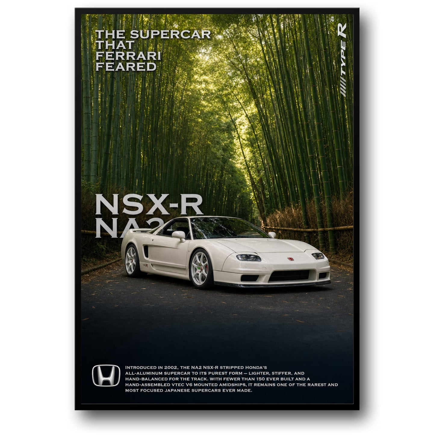 Honda NSX-R NA2 Supercar Poster | Exotic Car Art | Iconic Japanese Vehicle Print | Luxury Sports Car Decor | High-Quality Wall Art
