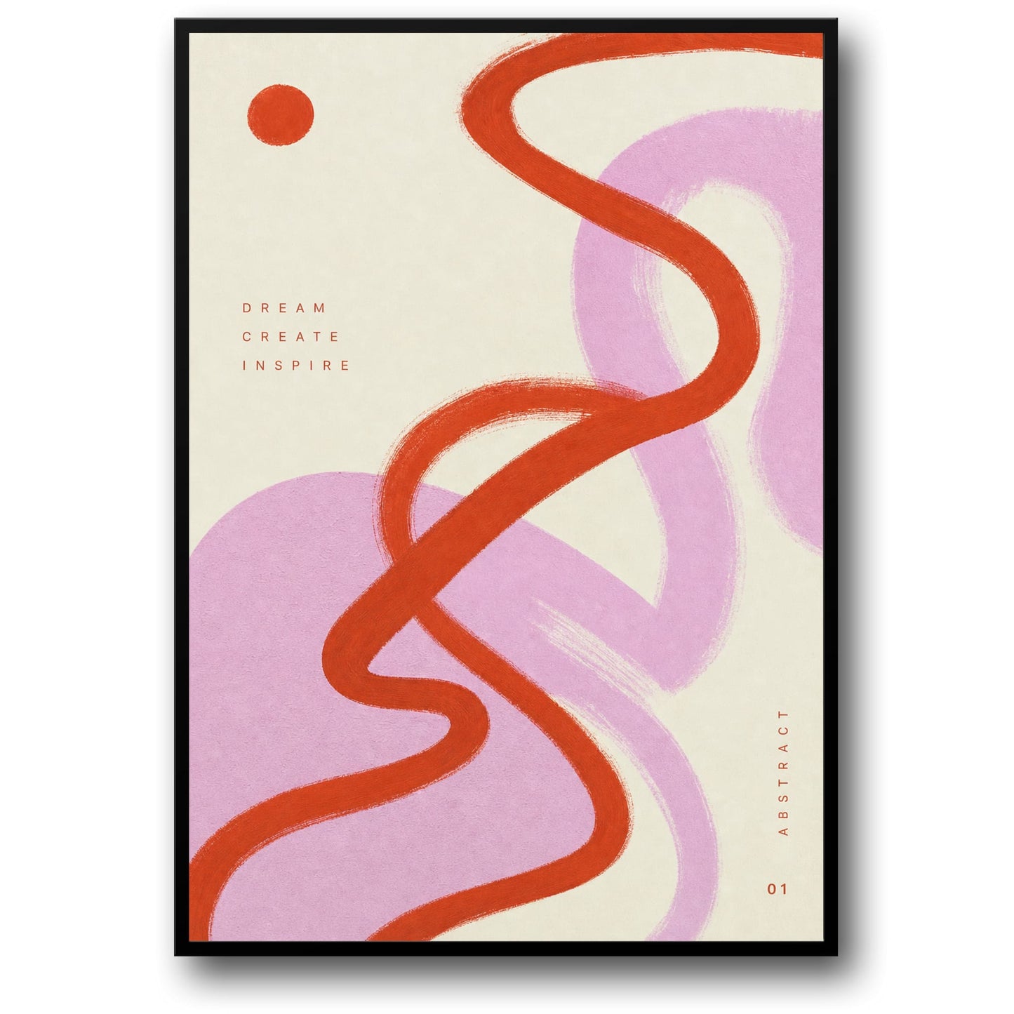 Abstract Art Poster | Dream Create Inspire | Red & Purple Modern Design Print | Inspirational Wall Art Decor