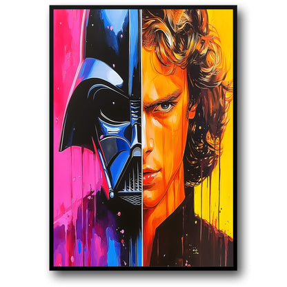 Half Darth Vader Helmet | Pink & Yellow Sci-Fi Art