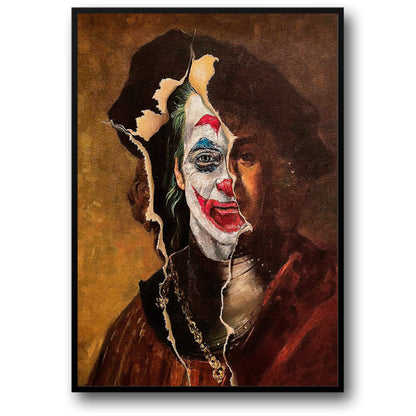Surreal Dual Portrait Poster | Rembrandt X Joker | Renaissance & Pop Clown Art