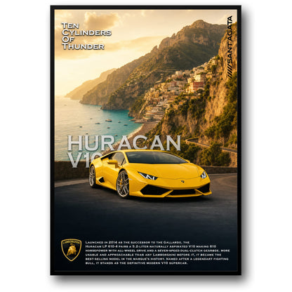 Lamborghini Huracan V10 Supercar Poster | Iconic Italian Sports Car Print | Automotive Wall Art | High-Quality Decor | Luxury Car Enthusiast Gift | Stylish Home Office Decor | Classic Car Poster