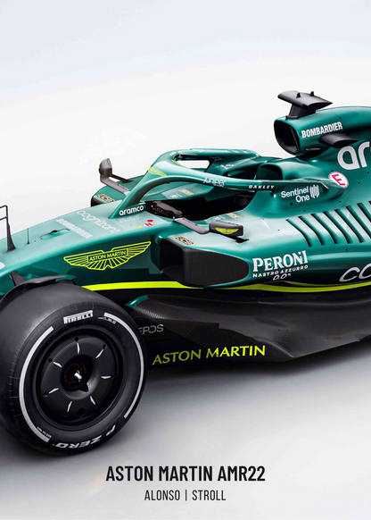 Formula 1 Car Poster | Triple Panel Wall Art | Aston Martin F1 Racing Theme Decor | 3 Piece Set